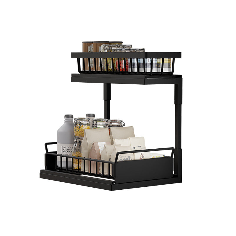 Kitchen Sink Storage Rack Seasoning Dishes And Dishes Pull-out Basket Sink Storage Rack Cabinet Upper And Lower Basket Rack