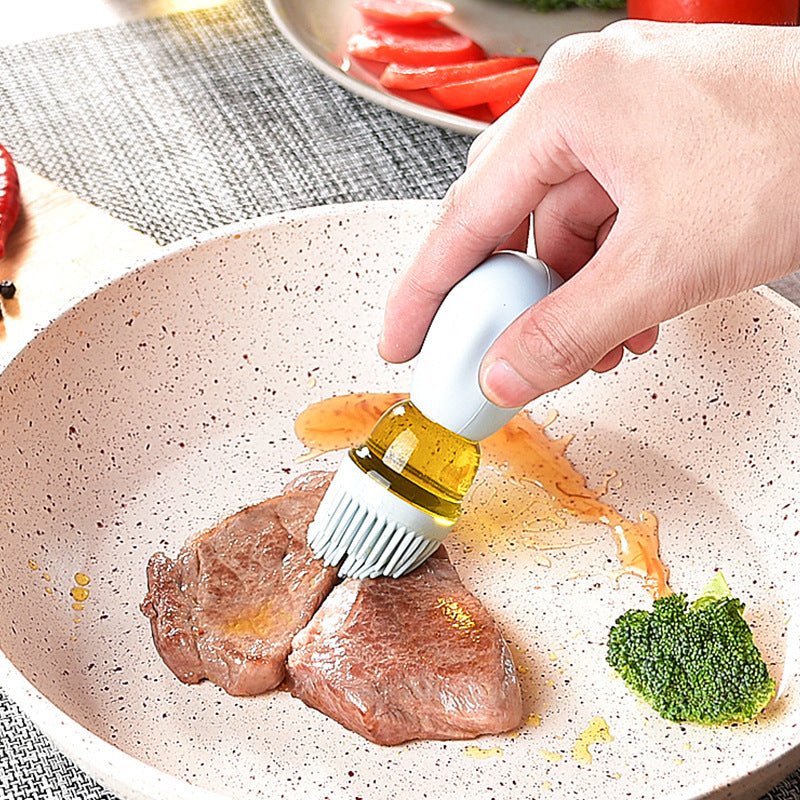 Creative Silicone Brush Head Brush Oil Bottle Kitchen High Temperature Press-type Oil Metering Oil Bottle Outdoor Barbecue Brush