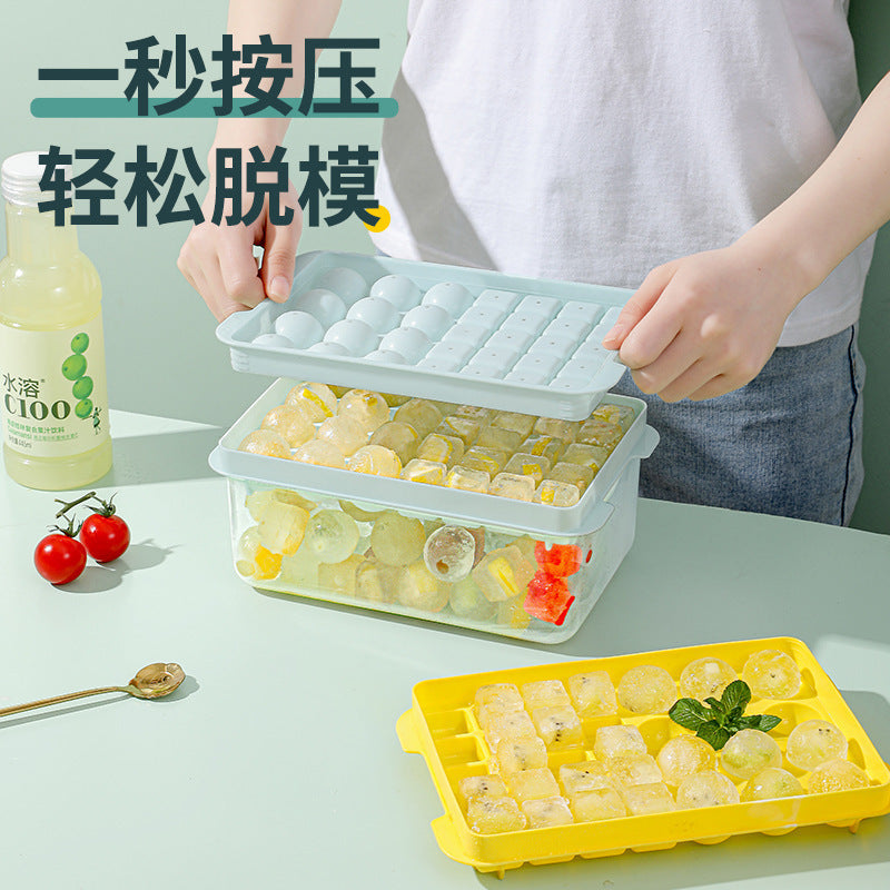 Creative Ice Tray Ice Cube Mold Household Press Ice Tray Mold Refrigerator Ice Making Mold Food Grade Ice Storage Box Set