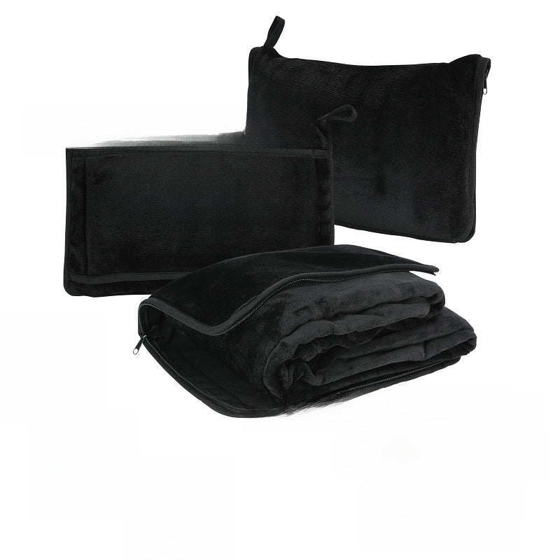 Manta de almohada para automóvil multifunción dos en uno, manta de franela con cremallera, manta de viaje plegable 
