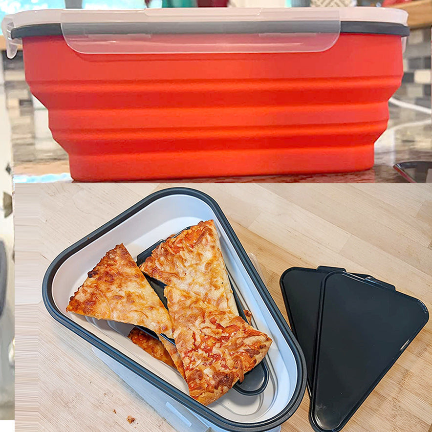 Food Grade Silicone Pizza Folding Box With Lid Sealed Food Storage Box Sandwich Silicone Crisper