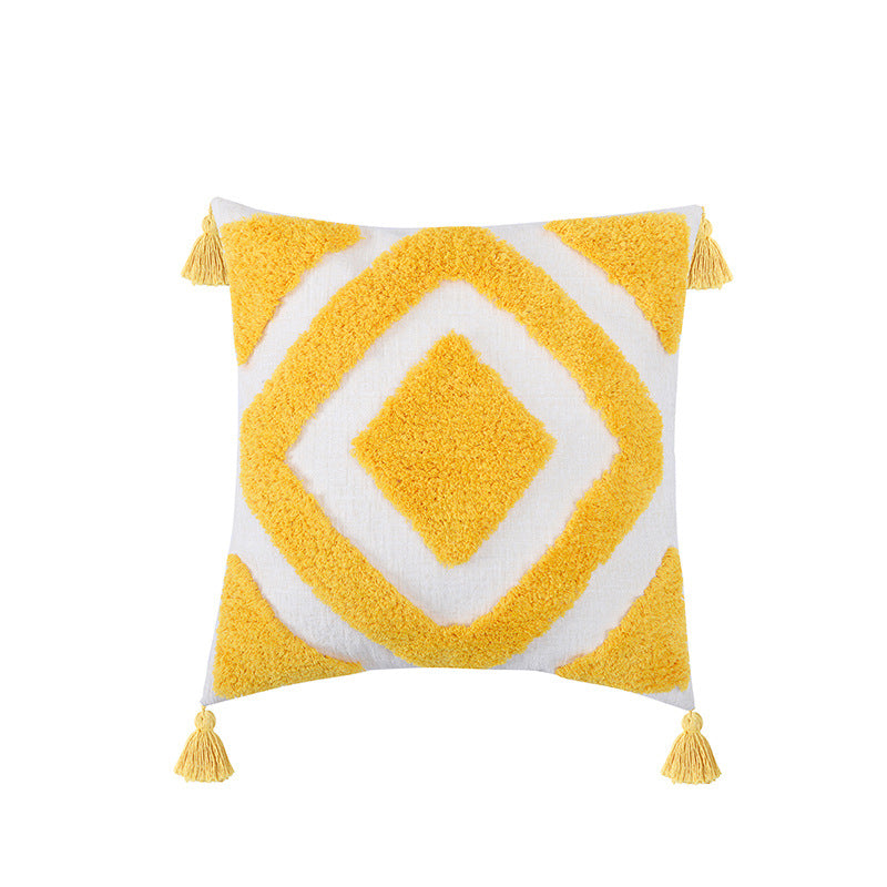 Bohemian Pillow Pillowcase Tufted Square Tassel Ins Nordic Style Cute Cushion Cover Simple Home Decoration