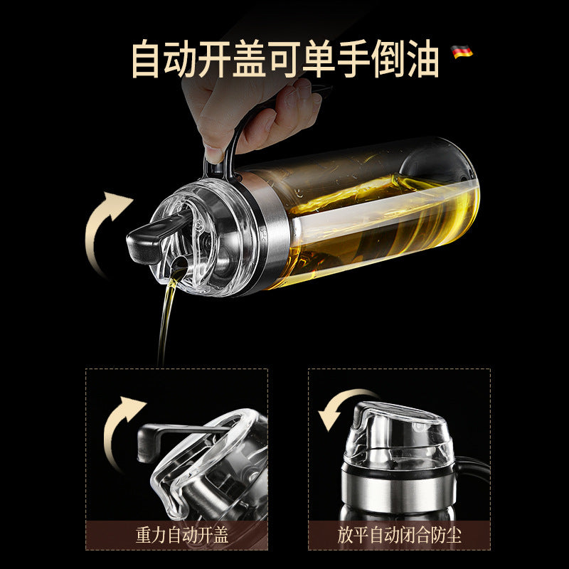 Automatic Opening And Closing Glass Oil Pot Oil Bottle Kitchen Gravity Soy Sauce Bottle Oil Vinegar Bottle Leak-proof Measurable Oil Pot Vinegar Pot