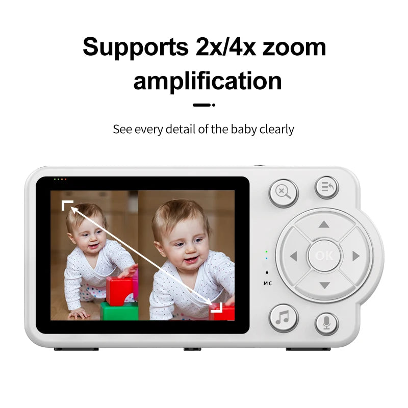 2.8 Inch Video Baby Monitor With Camera 4X Zoom Two-way Audio Night Vision Surveillance Babyphone Cam Temperature display Screen