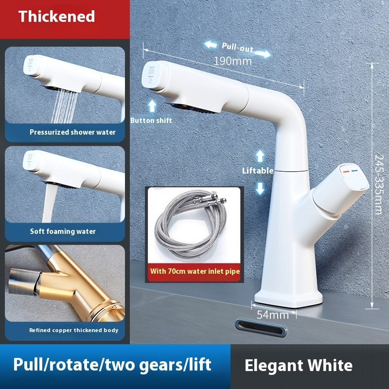 Washbasin Pull-out Faucet Lifting Bathroom Table Hot And Cold