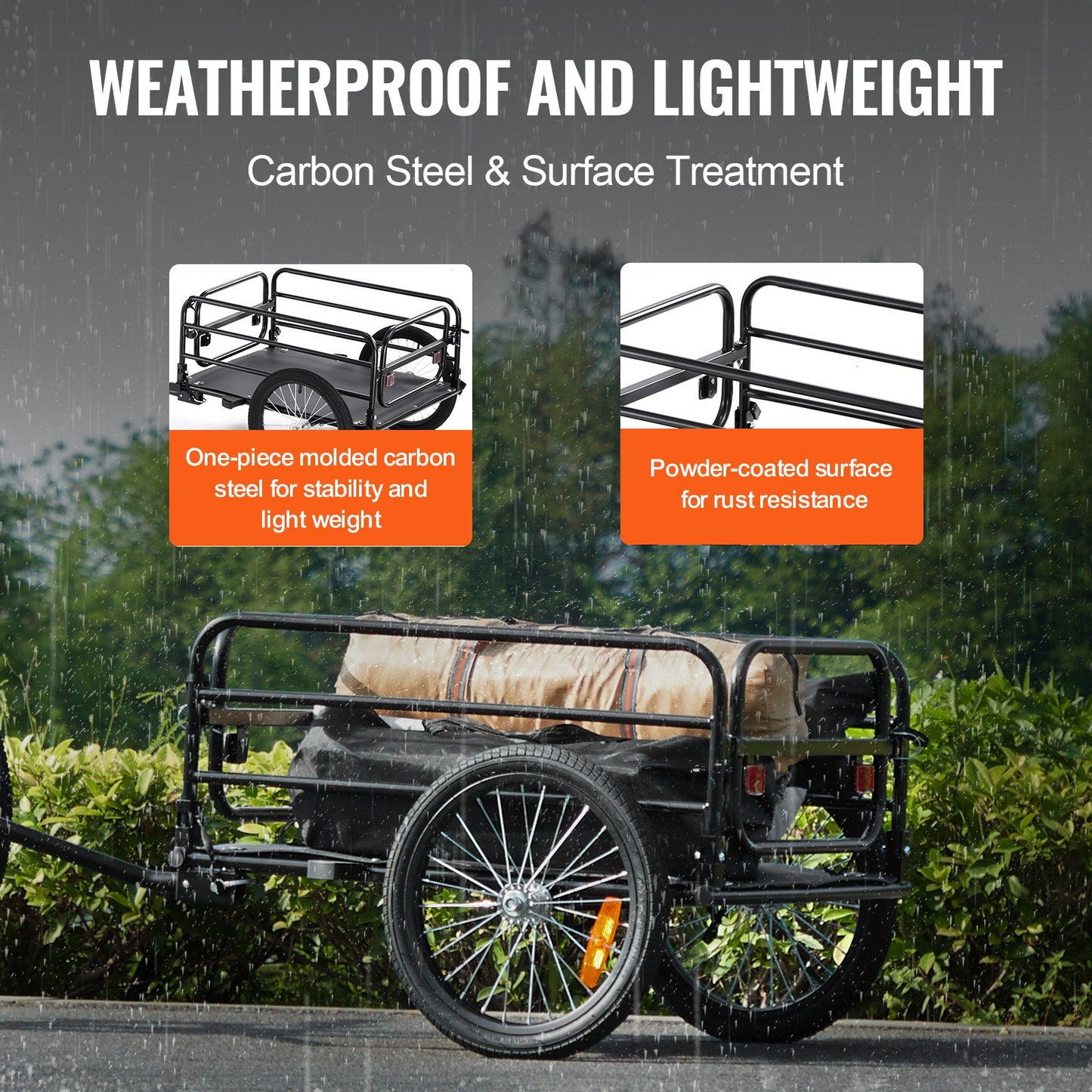 VEVOR Bike Cargo Trailer, 160 Lbs Load Capacity, Heavy-Duty Bicycle Wagon Cart, Foldable Compact Storage & Quick Release With Universal Hitch, Safe Reflectors,