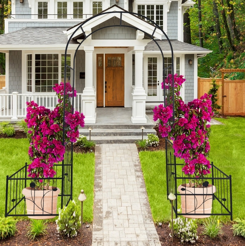 Metal Garden Arch With Plant Stands 79.5W X 86.6H Climbing Plants Rose Support