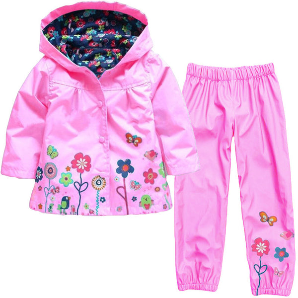 Cute Flowers Windproof And Rainproof Hooded Jacket