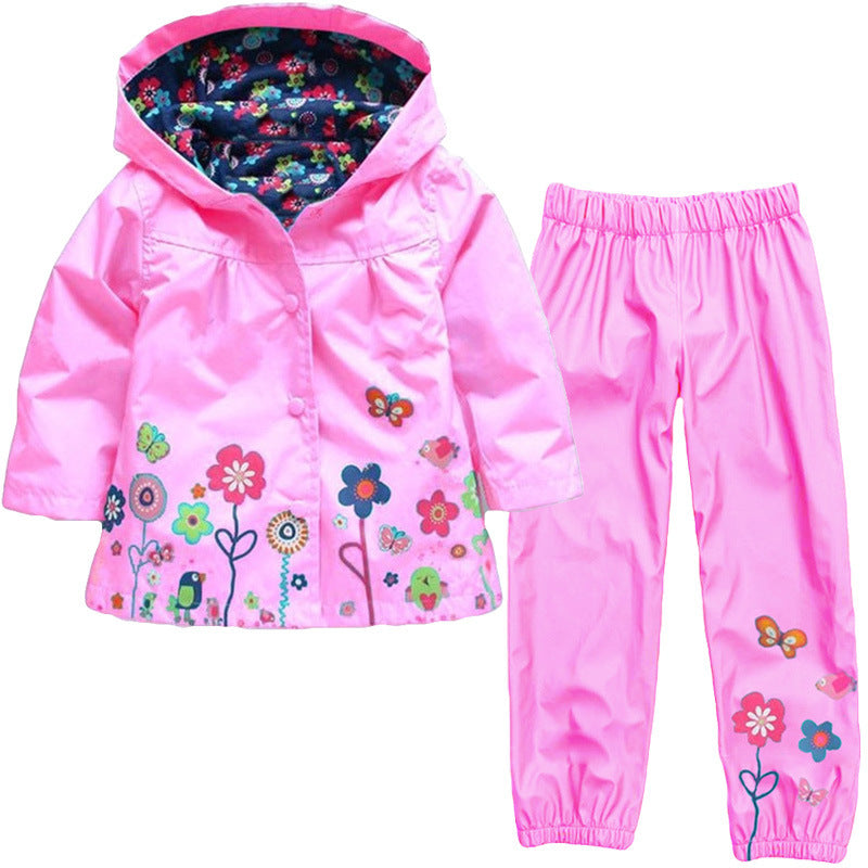 Cute Flowers Windproof And Rainproof Hooded Jacket