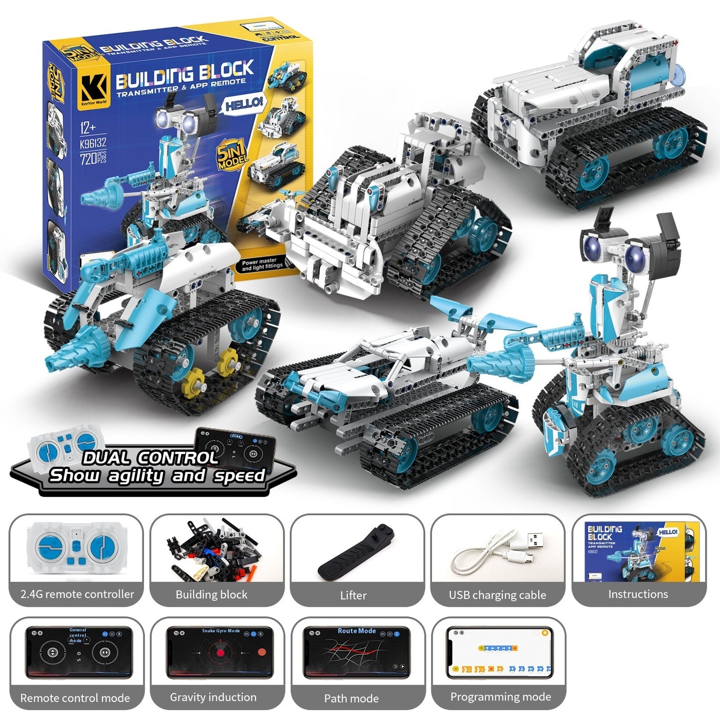 Programming Robot Electric Building Blocks Remote Control Car Toys