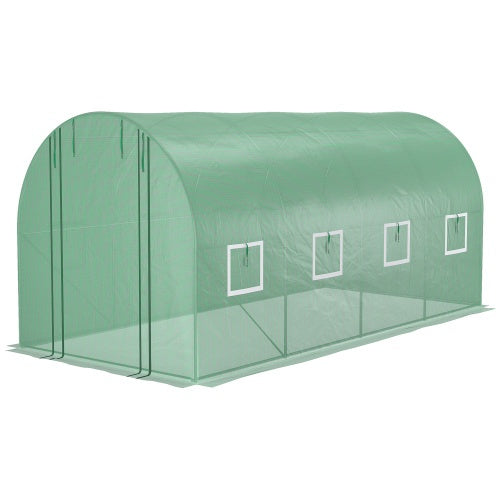 Walk In Tunnel Circular Greenhouse With Mesh Doors And 8 Windows