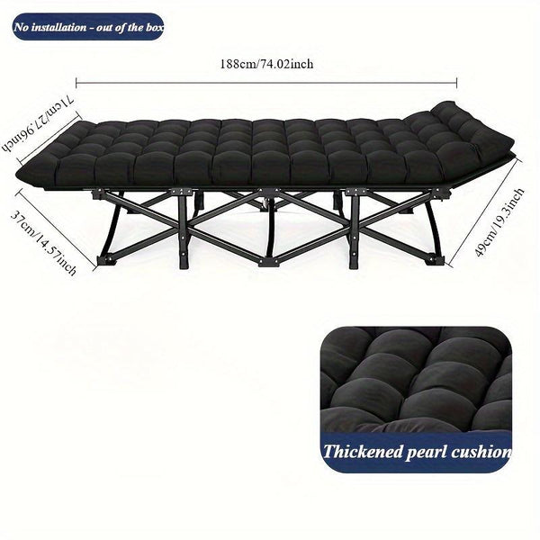 Black Heavy Duty Foldable Camp Cot With Storage Bag - Portable For Travel, Home Office & RV Trips