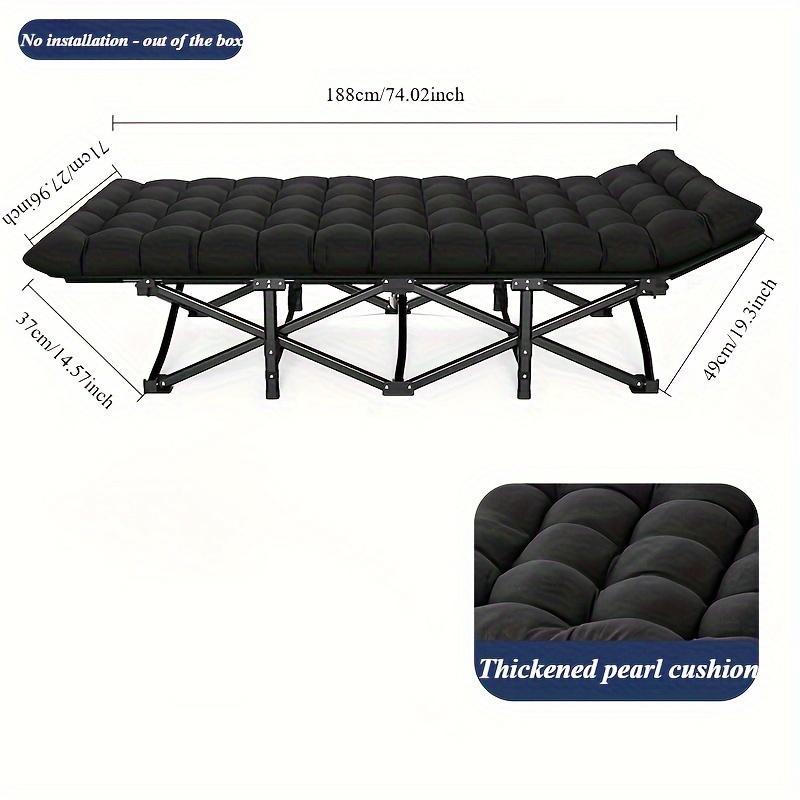 Black Heavy Duty Foldable Camp Cot With Storage Bag - Portable For Travel, Home Office & RV Trips