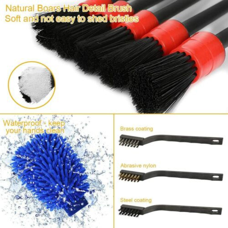 30PCS Car Detailing Wash Brush Set For Interior Exterior Wheels Car Cleaning Kit
