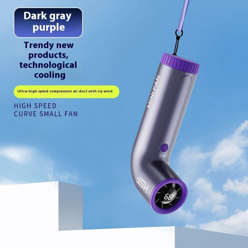 High-speed Portable Fan Little Turbine Digital Display Charging Long Endurance Portable Fan Rechargeable Strong Wind 199 Gear Speed Electric Adjustable Turbo Handheld Fan