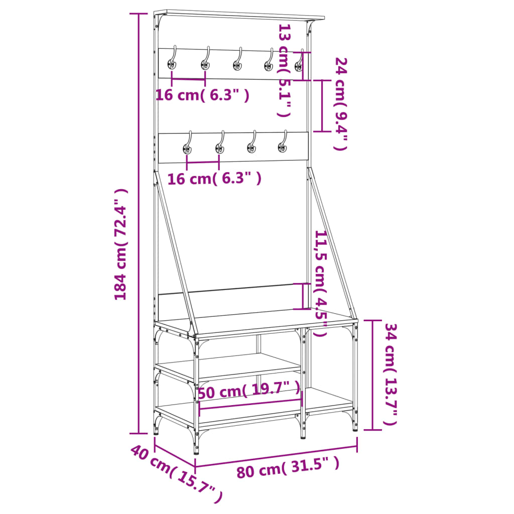 Clothes Rack with Shoe Shelf 80x   Clothes Rack with