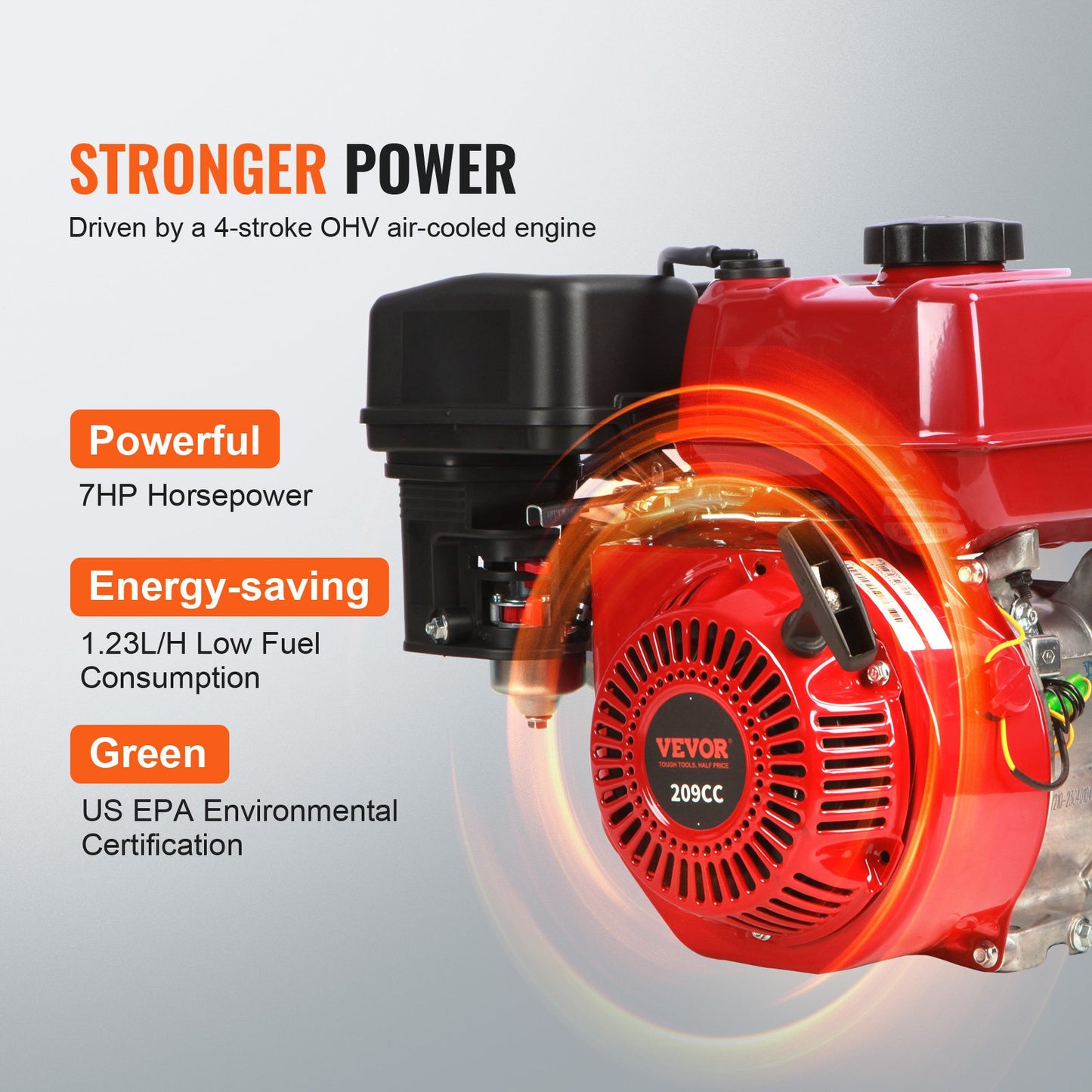 Gasoline Engine Water Pump, 3-inch, 7HP 265 GPM, 142ft Lift, 22ft Suction, 4-Stroke Gas Powered Trash Water Transfer Pump Portable High Pressure With 25ft Hose For Irrigation Pool, EPA Certified