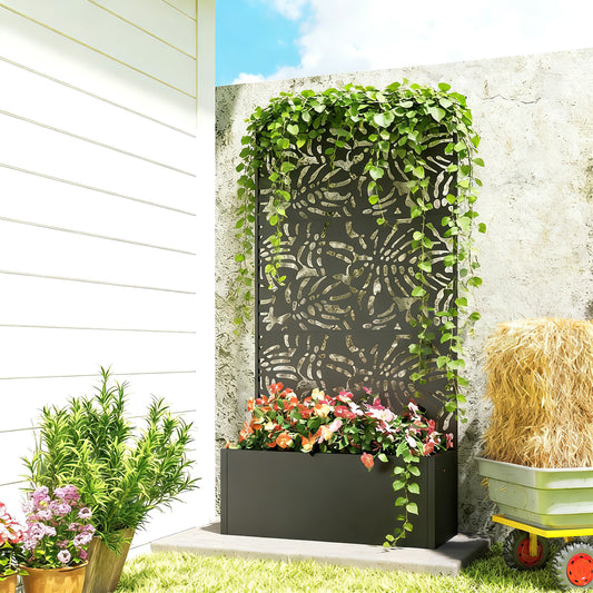 Metal Planter Box With Trellis