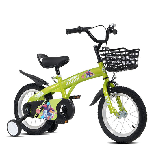 FKZNPJ 18 Inch Sporty Kids Bike With Training Wheels And Stand Adjustable Saddle Suitable For Boys And Girls Aged 5-10 Years Tall Height 45-57 Inches Available In A Variety Of Colors