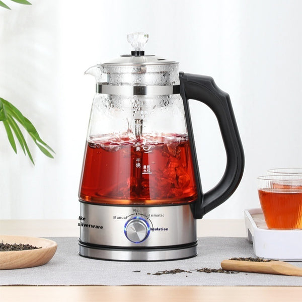 110v American Standard Household Tea Boiler Steam Spray Black Teapot Glass Electric Kettle Coffee Pot