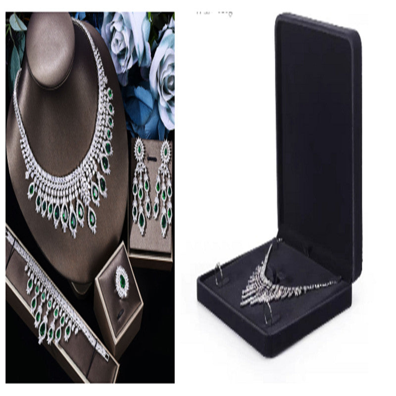 Bridal Set 3A Zircon Necklace Earring Ring Four-piece Set