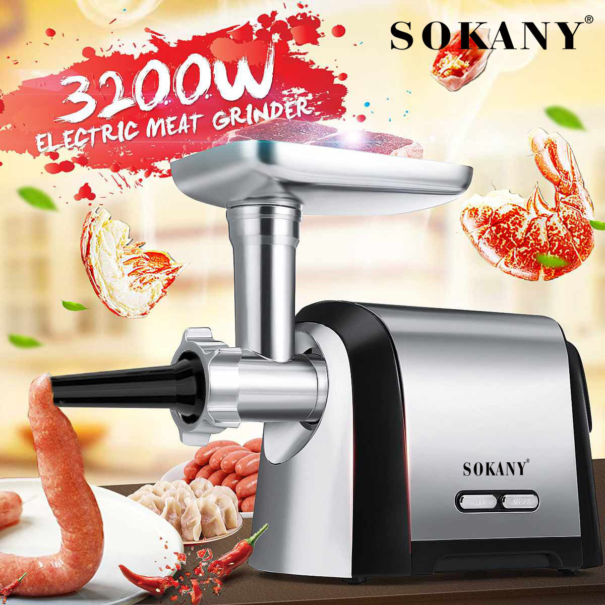 Household Multi-function Automatic Stainless Steel Electric Meat Grinder