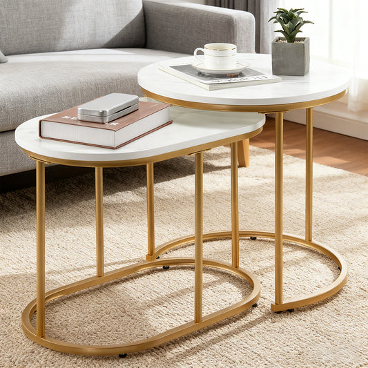 Modern Marble Look Stacking Nesting Coffee Table Set