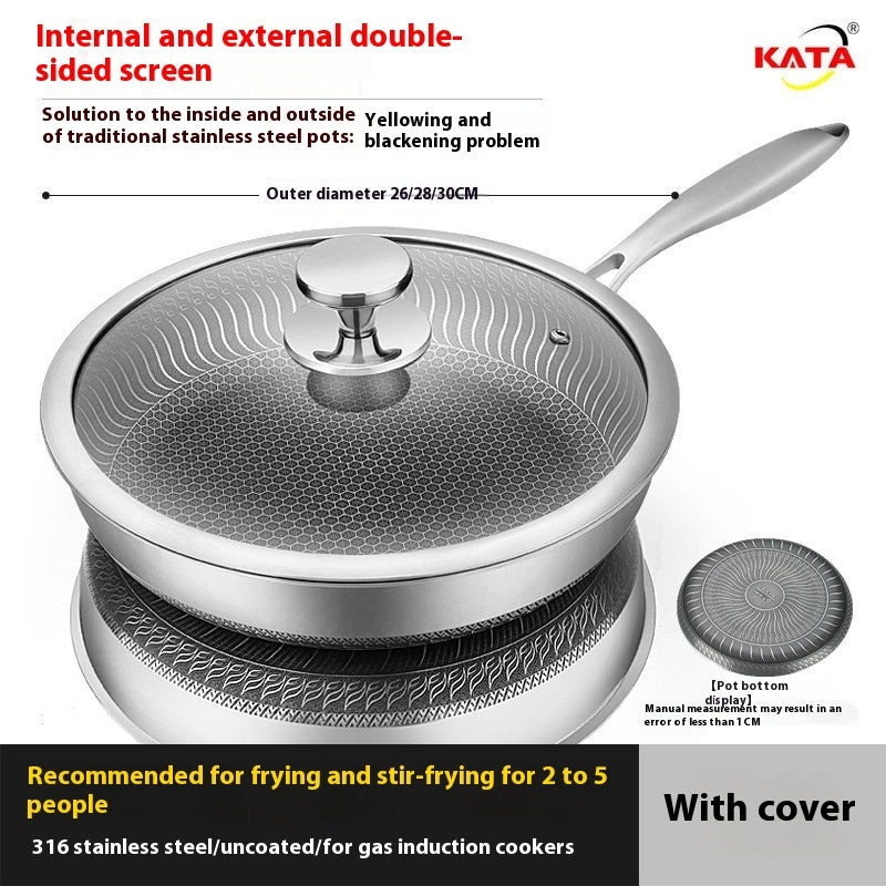 Stainless Steel Frying Pan Household Uncoated Induction Cooker Applicable To Gas Stove