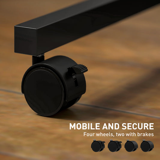 Adjustable Standing Desk With Power Outlets, Stand Up Desk With Tiltable Tabletop, Wheels, Shelf, For Home Office, Brown