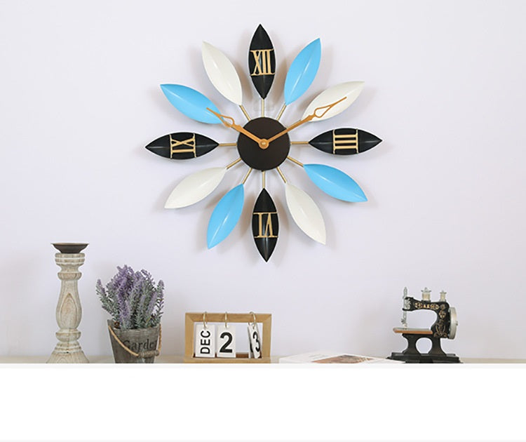 Iron Leaf Wall Clock Bar Decoration Creative Living Room