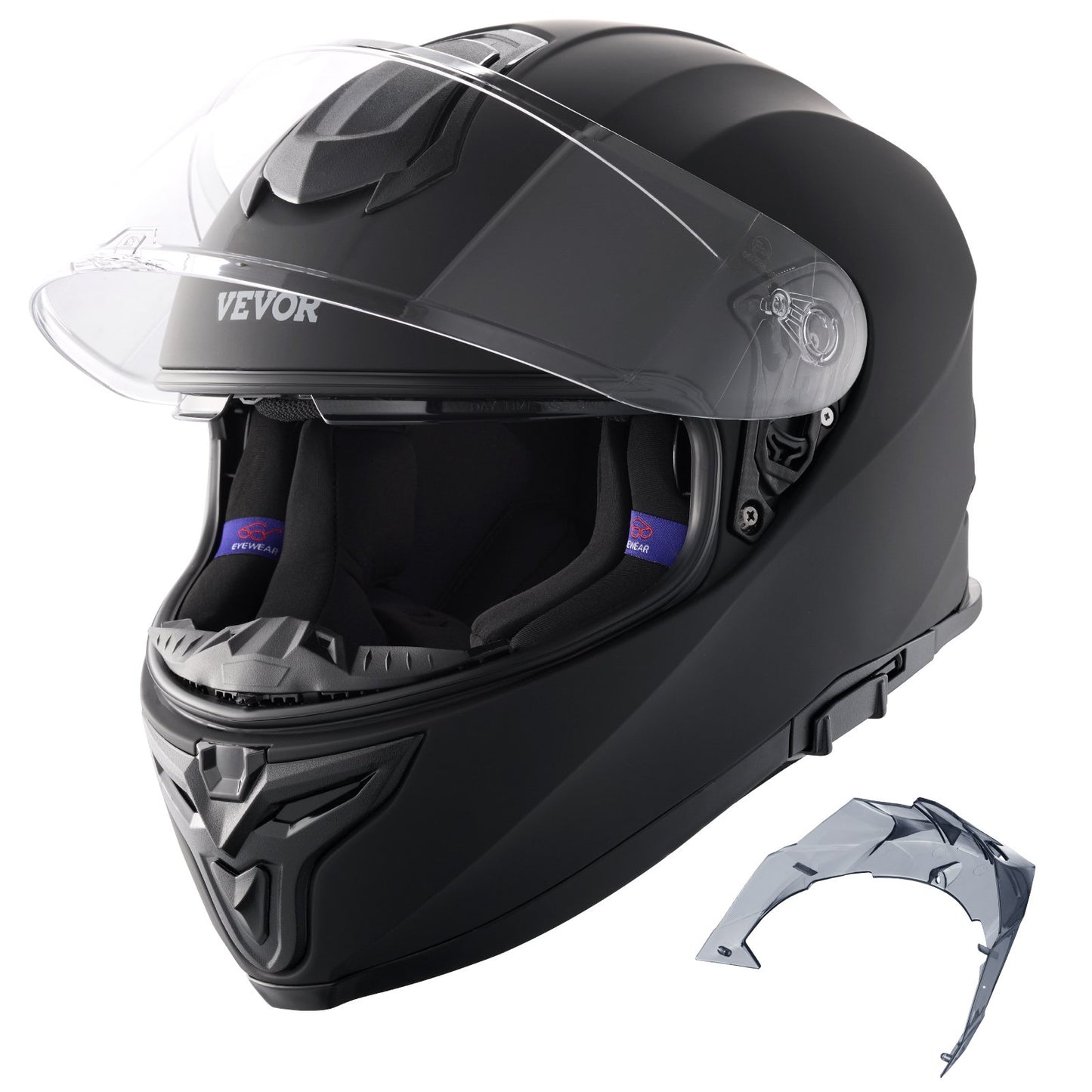 Motorradhelm Motocross-Helme Integralhelm Größe M, Helme Aus ABS Mit Bluetooth-Schlitz & Wechselglas, DOT-geprüfter Bequemer Motocross-Helm, Für Jugendliche & Erwachsene Schwarz