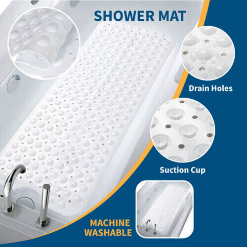Non Slip Bath Mat Extra Large Shower Mat Bathtub Anti-Mold Rubber Strong Suction