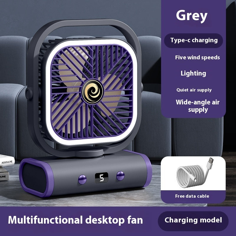 Shaking Head Desktop Fan Rechargeable Long Endurance Portable Little Fan