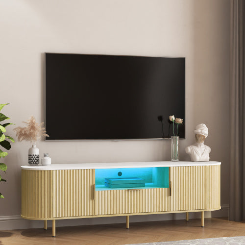 Lving Room Floor-standing TV Cabinet With 16 Color LEDs, Entertainment Center With Storage Doors, TV Console Media Cabinet,  Living Room