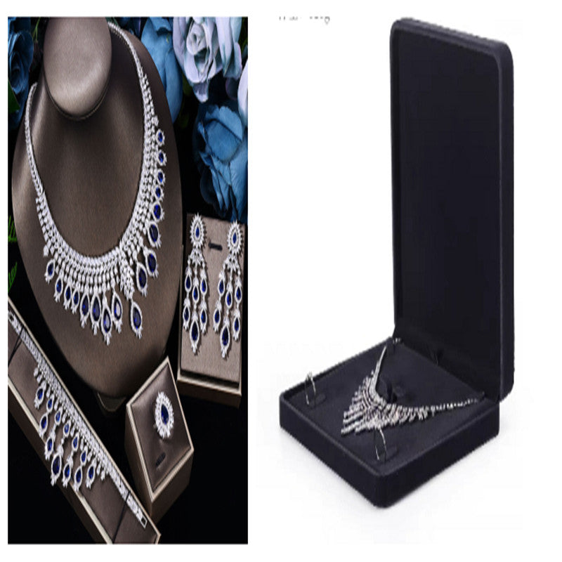 Bridal Set 3A Zircon Necklace Earring Ring Four-piece Set