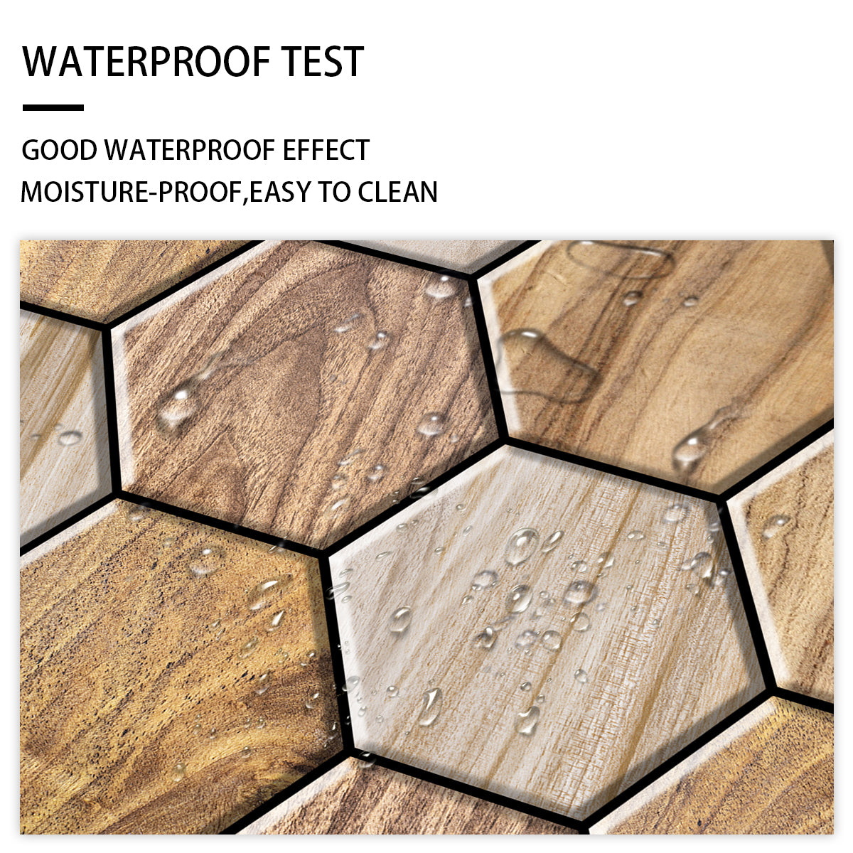 Hexagonal Peel Back Tiles, Kitchen And Bathroom Stickers, Wood Grain PVC Waterproof And Oil Proof Easy To Install Self-adhesive Wall Stickers Smooth And Easy To Clean