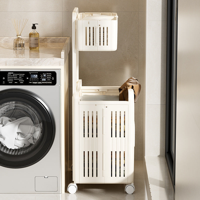 Household Toilet Laundry Baskets Double-layer Large Capacity Foldable Laundry Basket