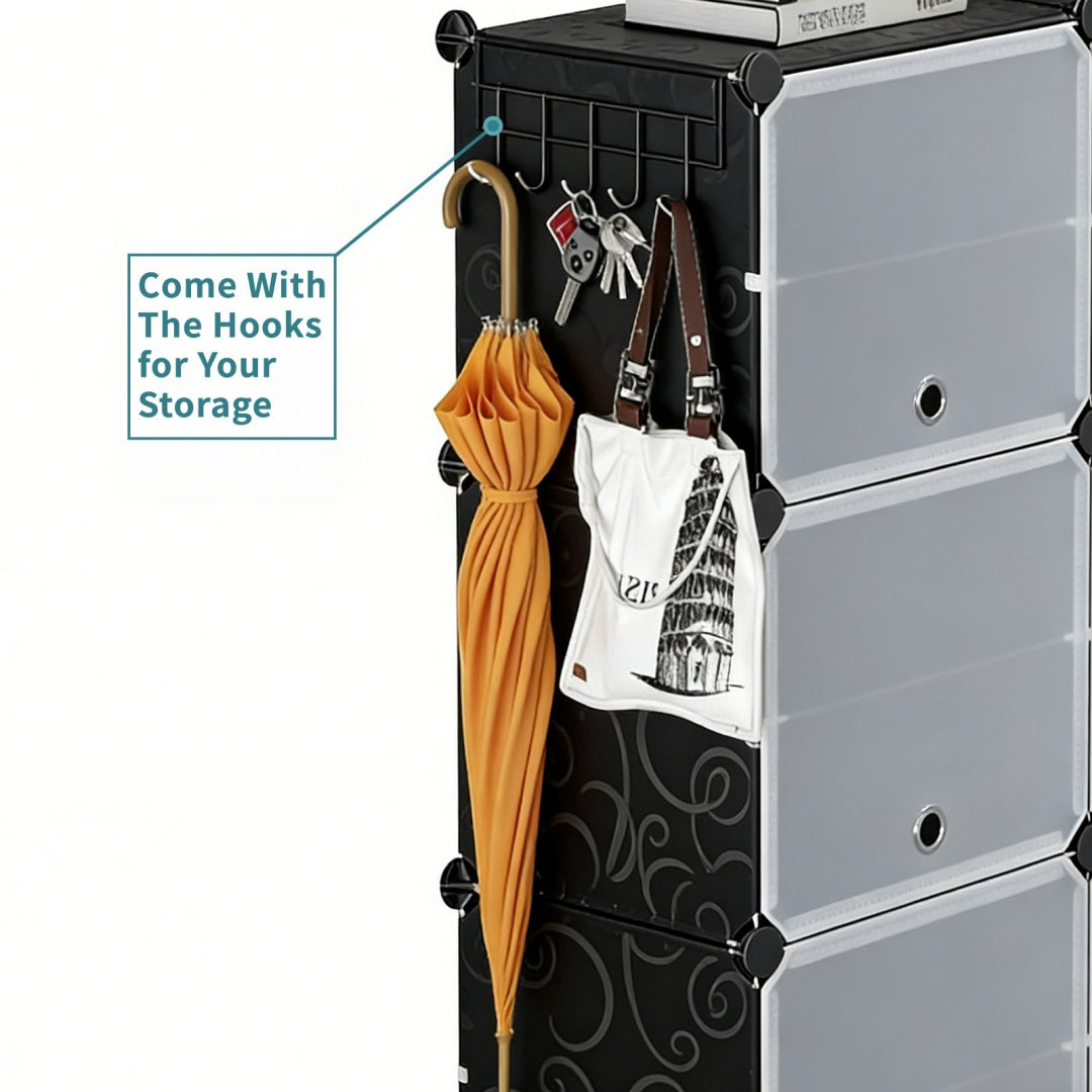 Shoe Rack Storage Cabinet, 8-layer Shoe Storage Cabinet With Door, Stackable And Detachable Shoe Storage Cabinet