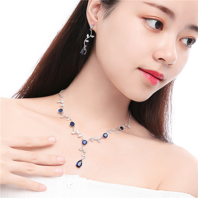 High Quality Zircon Necklace Full Diamond Jewelry Set