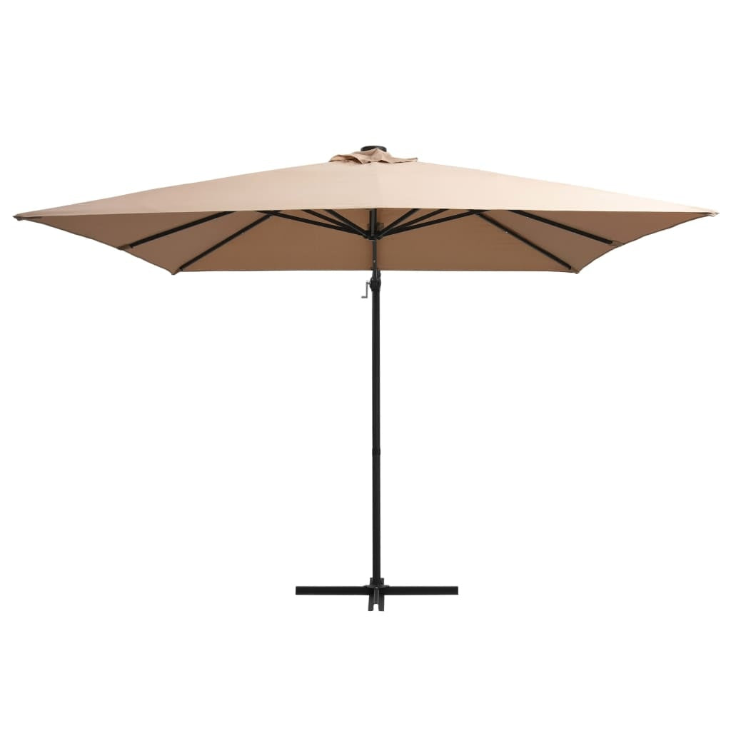 vidaXL Cantilever Garden Parasol with LED lights and Steel Pole 250x250 cm Taupe