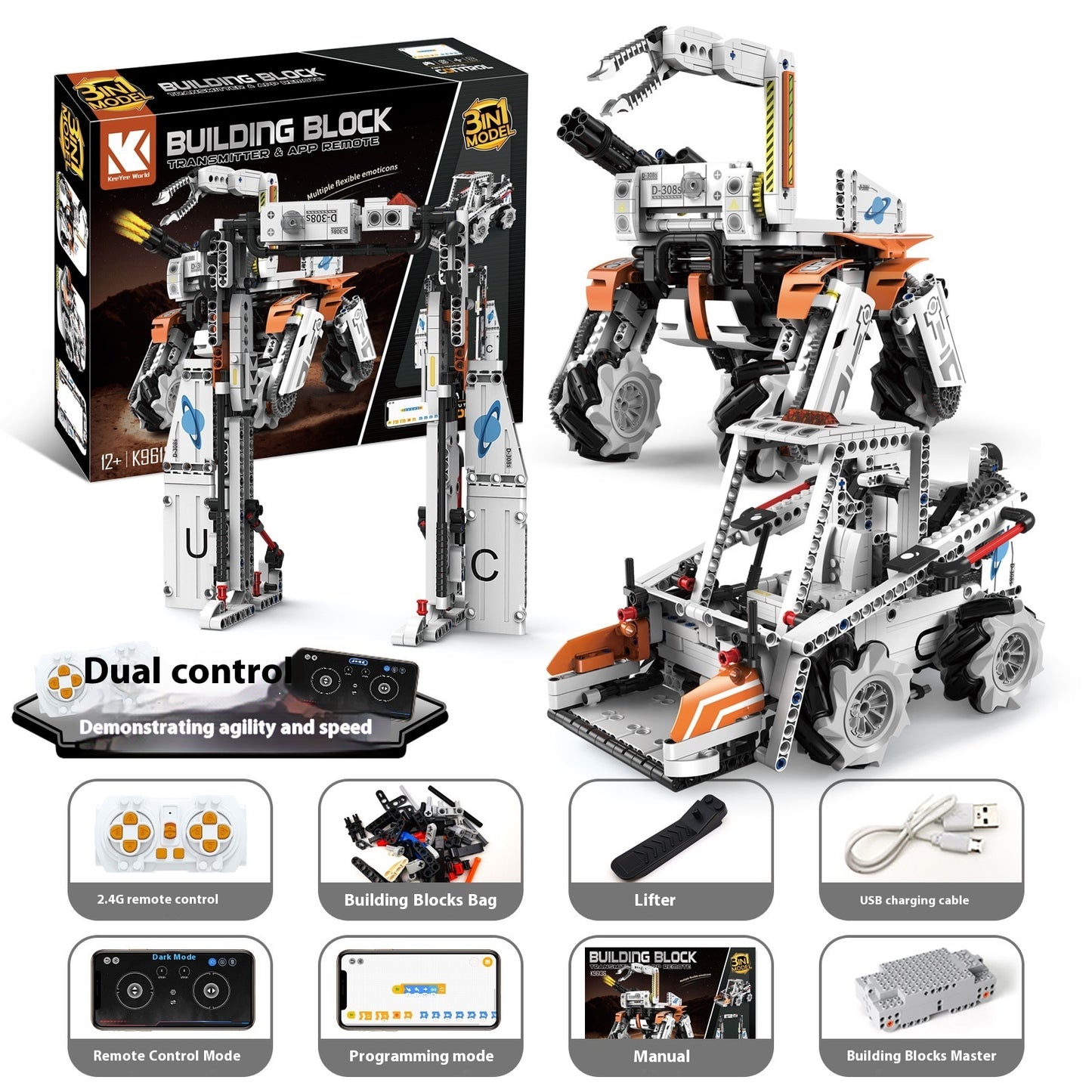 Programming Robot Electric Building Blocks Remote Control Car Toys