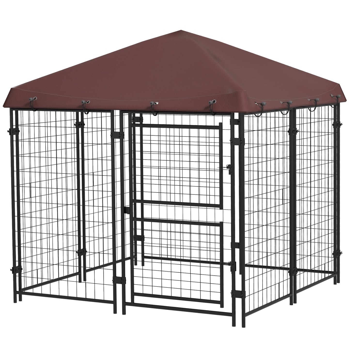 4.6' x 4.6' x 5' Dog Kennel Outdoor with Waterproof Canopy, Large Door