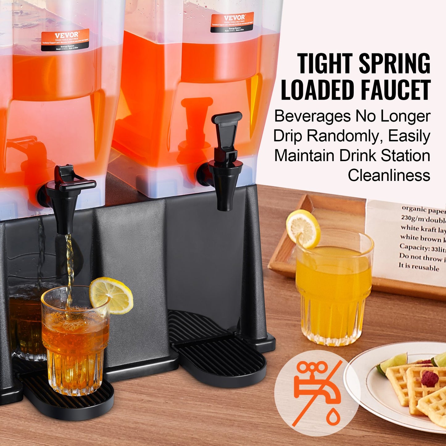 Getränkespender, 11 L X 2 Getränkespender Für Partys, Saftspender Aus Kunststoff Mit Standhahndeckel, Eistee-Limonadensaft-Wasserspender, Für Restaurants, Hotels, Partys
