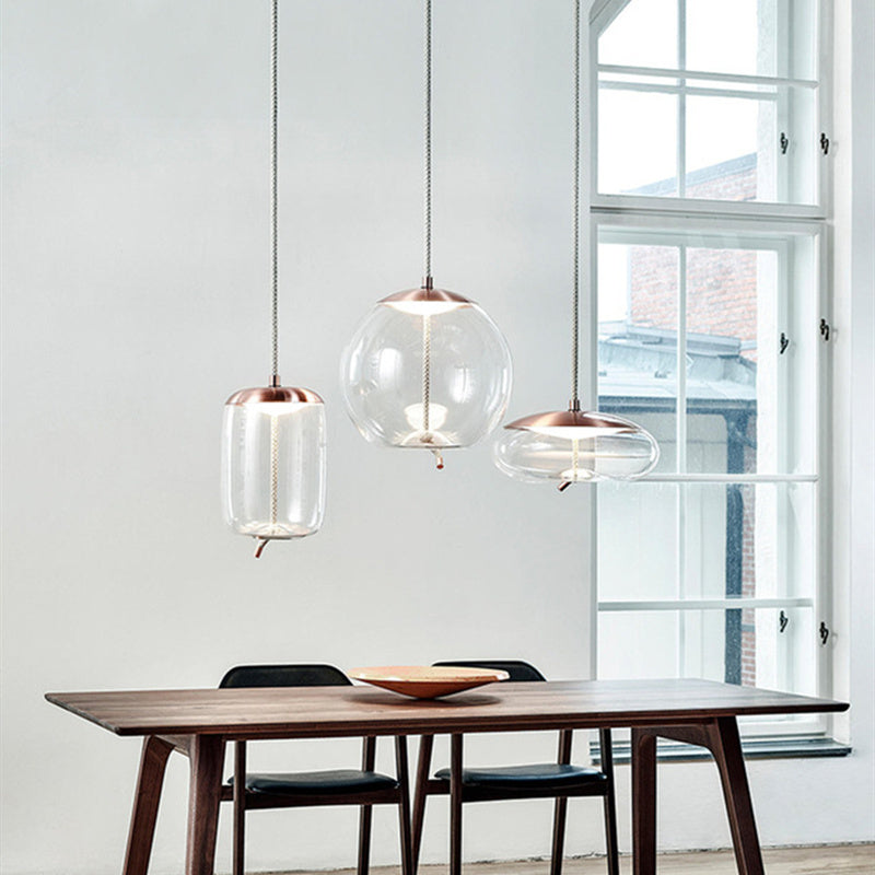 Modern Minimalist Living Room Bar Creative Single Head Glass Chandelier