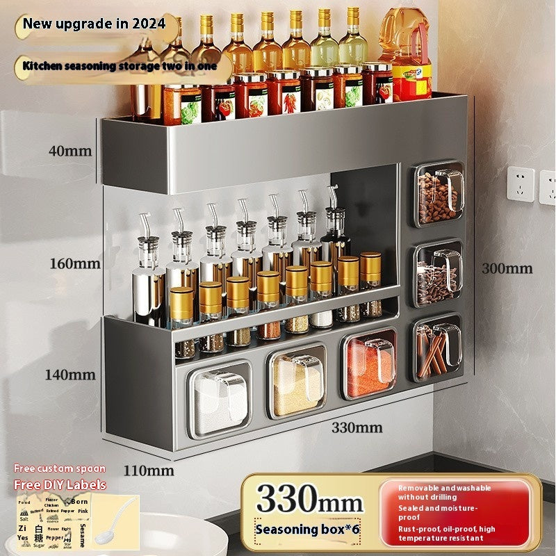 Q3Y Jiabangshou Kitchen Storage Rack Seasoning Box Multi-functional Bottle & Can Home Combination Set Wall Hanging Storage