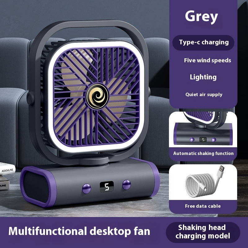 Shaking Head Desktop Fan Rechargeable Long Endurance Portable Little Fan