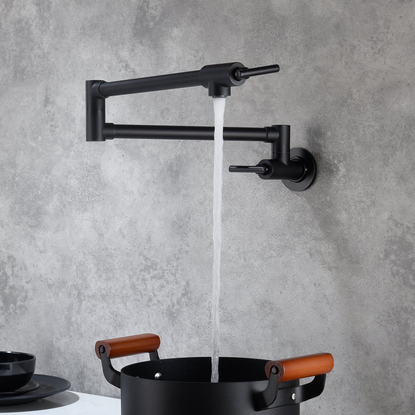 Pot Filler Faucet Wall Mount Matte Black