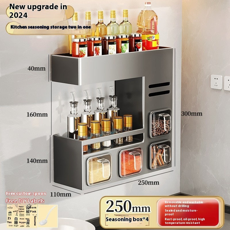 Q3Y Jiabangshou Kitchen Storage Rack Seasoning Box Multi-functional Bottle & Can Home Combination Set Wall Hanging Storage