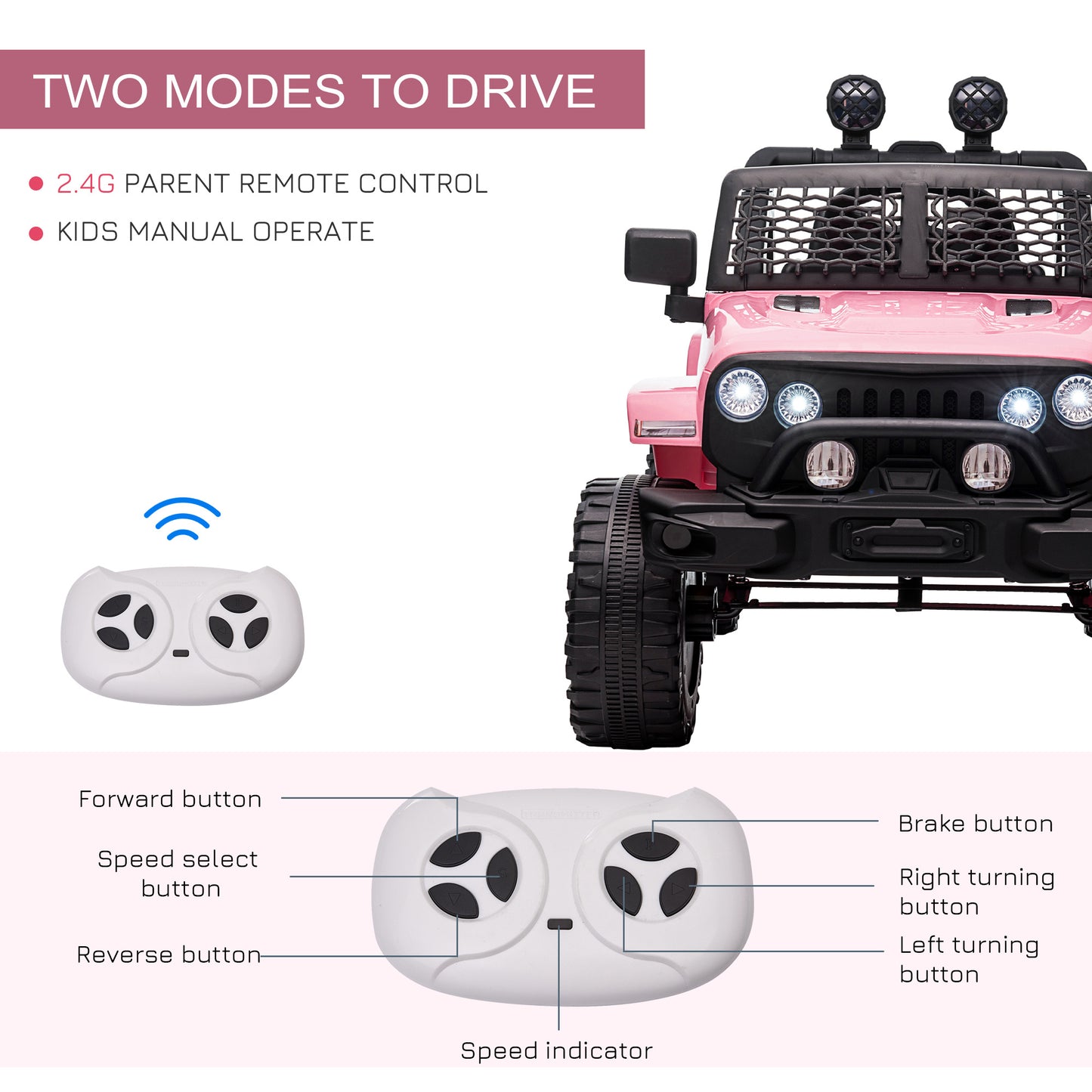 Electric Off-Road Truck 12V Kids Ride On With Remote Control MP3 Music Adjustable Speed