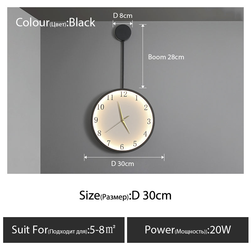Modern Minimalist Living Room Mute Clock Wall Light